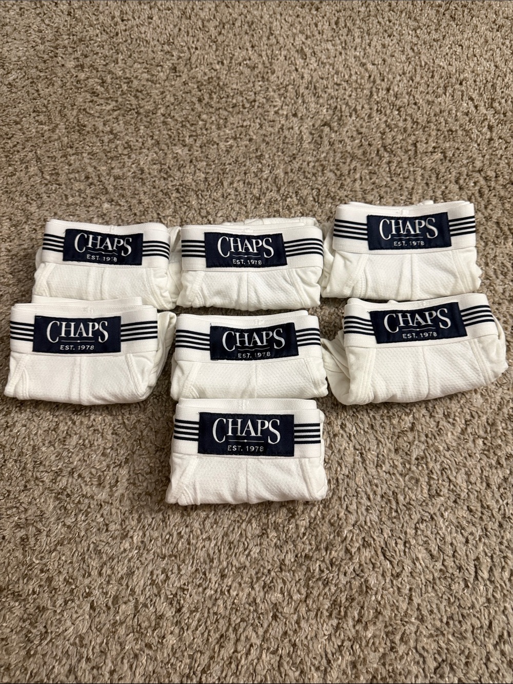 Chaps White Boxer Briefs with Navy Branded Waistband - Pack of 7 -